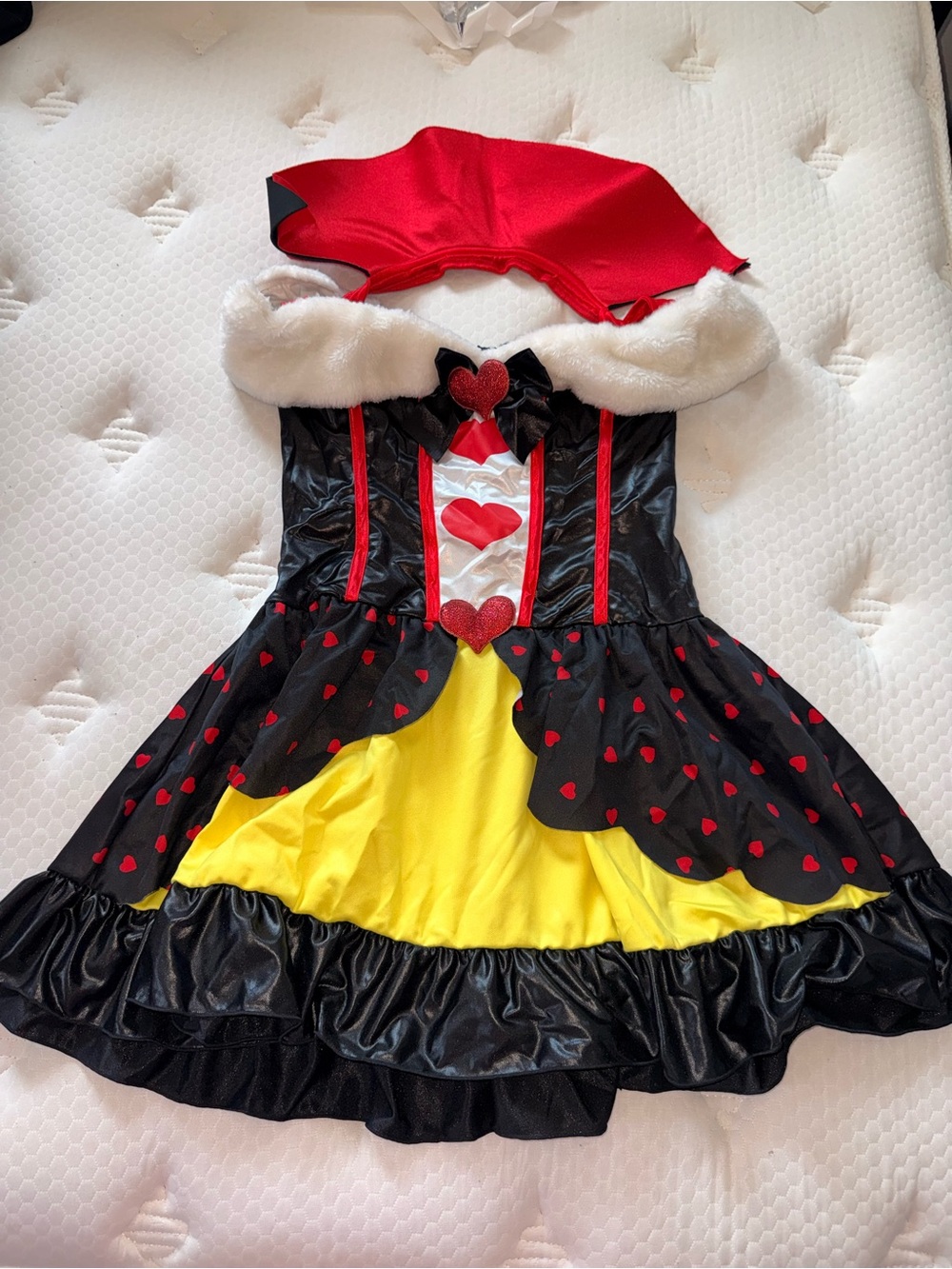 104. Leg Avenue Black, Red, Yellow Queen of Hearts Costume with Hood